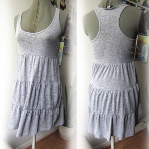 H&M grey tiered tank dress comfy summer XS